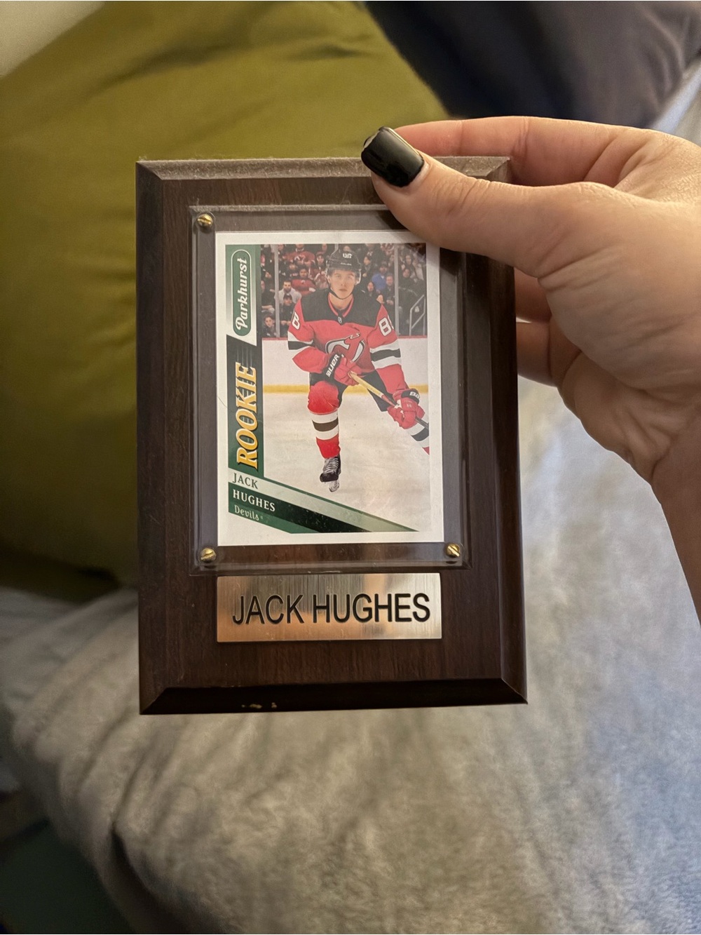 Wooden Sports Card Plaque in Dark Brown with Brass Plate